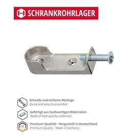 Gedotec Ceiling Wardrobe Rail Bearing | 1 Piece Clothes Rail Holder Metal | Oval | Hanging for Cupboard Rods & Wardrobe Rails Chrome | Made in Germany | Cupboard Rail Holder with Screw M6 x 28 mm