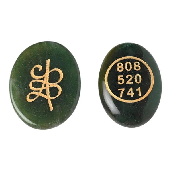 VIVIRAA Green Jade ZIBU Gemstone Coin | Handcrafted Gemstone Chakra