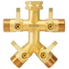 EBH Brass Garden Hose Splitter Full Flow, Outdoor Faucet Heavy