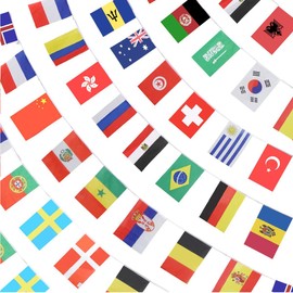 YuChiSX 100 Countries String Flag, International Bunting Pennant Banner, World Flags Hanging Bunting, Decoration for Grand Opening, Sports Bar, Football Rugby Fans Party Events 82 Feet (25m)