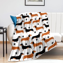 Dachshund Throw Blanket Bedding Super Soft Warm Flannel Blankets for Kids Adults Bedroom Living Room Sofa 50"x40"