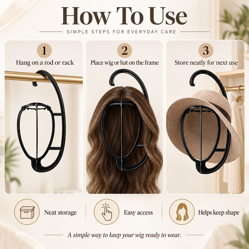 Hanging Wig Holder for Storage & Styling – Portable Wig