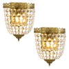 Vintage Crystal Wall Sconces Set of 2 Hardwired Brushed Brass
