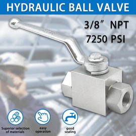 TieMin High Pressure Hydraulic Ball Valve 3/8 Inch 7250 PSI High Pressure, Shut-Off 2 Way Hydraulic Ball Valve KHB 3/8" NPT