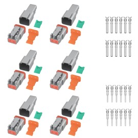 YQQZQ 48Pcs Connector with Deutsch,6 Kits Waterproof Electrical Wire Connector with Stamped Contacts And Seal Plug for 2 Pin Car, Truck, Motorcycle, Off-Road Vehicles, And Marine