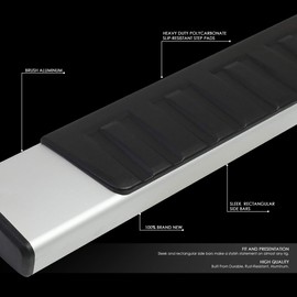 DNA MOTORING 6 Inches Wide Aluminum Side Step Nerf Bar Running Boards Compatible with 07-18 Silverado/Sierra 1500, 07-19 Silverado/Sierra 2500HD 3500HD Crew Cab, Black/Silver, STEPB-ZTL-8054