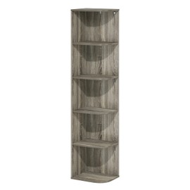 Furinno Pasir 5-Tier Corner Open Shelf Bookcase, French Oak