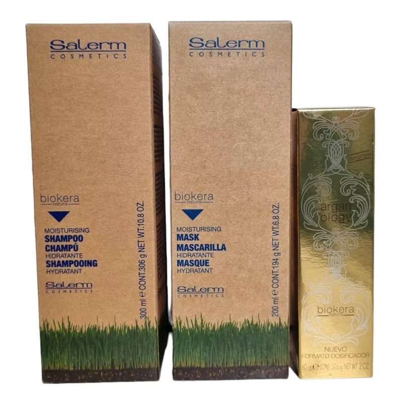 Salerm Shampoo 300ml + Mask Hidratante 200ml + Arganology 60ml
