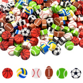 300 Pieces Sports Ball Pattern Mini Erasers, Assortment Novelty Pencil Erasers Bulk for Rewards Prizes Gift