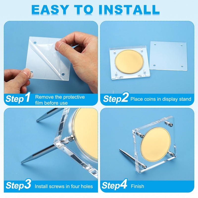 PATIKIL 2.5" Acrylic Coin Display Frame, 3D Floating Display Case
