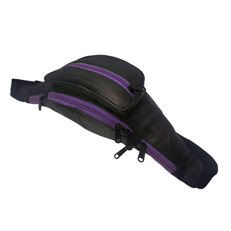 Real Genuine Soft Leather Waist Bum Bag with 5 compartments