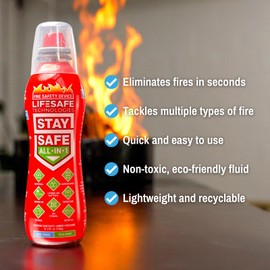 StaySafe All-in-1 Compact Fire Extinguisher | Home, Kitchen, Car | Tackle 10 Types of Fire with Boost Oxygen 95% Pure Pocket Sized Oxygen for Endurance, Performance, and Recovery (10 Liter, 3 Pack)