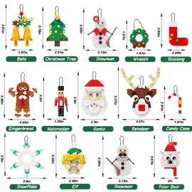 BlockPro Christmas Ornaments Building Sets 14-in-1, Christmas Tree, Bells, Wreath, Stocking, Snowman, Santa, Candy Cane, Reindeer, Nutcracker, Gingerbread, Snowflake, Ideal Xmas Gifts for Kids