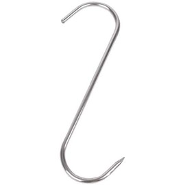 Beeketal 'FHB-5' butcher hook made of stainless steel with approx. 5 mm diameter, approx. 60 x 180 mm (W x H), sturdy S-hook, ideal as e.g. butcher hooks, meat hooks or smoking hooks