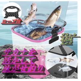 ASPALAND Transparent Water Pumping Bucket, Foldable, Rope Included, Side Pockets, Mesh Lid, Zipper, 9.4 inches (24 cm), Bakkan (Pink)