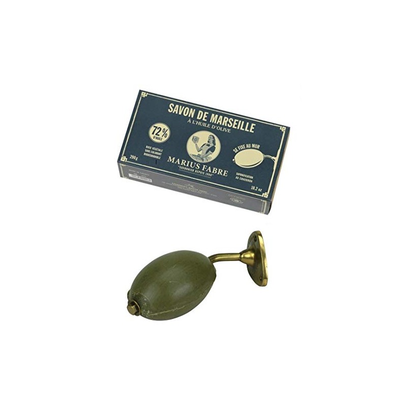 French Brass Soap Dish with Olive Oil Soap Nature. Marius