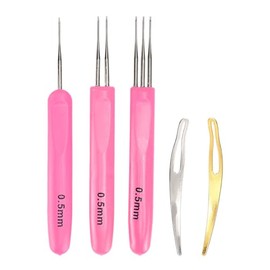 5Pcs Dreadlock Crochet Hooks for Hair 3 Hooks with Different Designs 2 Hair Locking Tools for Braiding Weaving Interlocking Locs 0.5mm Needles DIY Sty