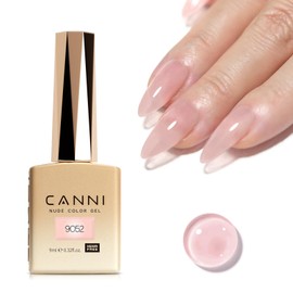CANNI- Esmalte de uñas en gel rosa nude, 1 pieza de esmalte de uñas en gel rosa transparente translúcido color lechoso                                