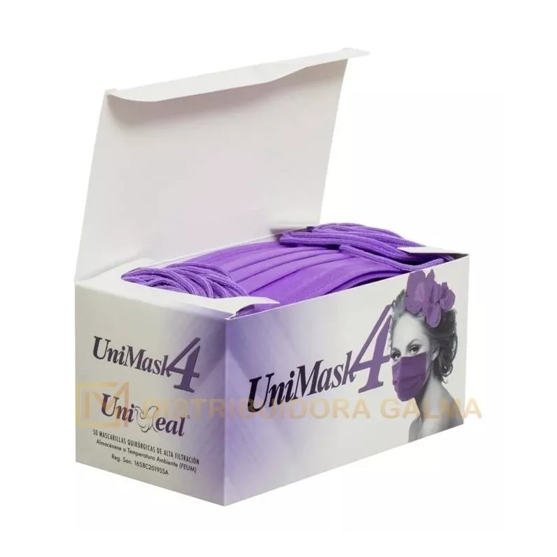 UniSeal Cubreboca Unimask 4 Lila Uniseal 4 Capas Con 50