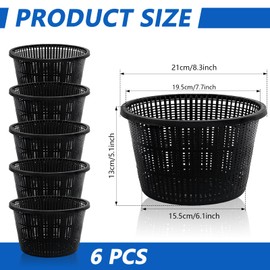 Hydroponic Mesh Net Pots, 6 Pieces, Black Plastic Garden Baskets for Aquatic Plants, Pond and Aquarium