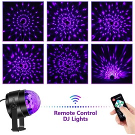 Party Light UV Light, USB 6W Black Light, LED Disco Ball, 7 Modes Stage UV Light with Remote Control, USB Powered Stage Light for Wedding, Disco Party, Kids Birthday, Family Gathering, Christmas