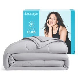 Breescape Cooling Comforter Throw Size - BlendTek Q-Max>0.46 Tech, Breathable Blanket for Hot Sleepers & Night Sweats Relief, Premium Lightweight Summer Bedding, 52x72 Inches, Misty Gray