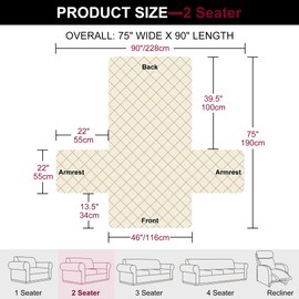 Time to Sparkle 1Pack Sofa Cover 2 seater Sofa Slipcover Reversible Sofa Cover Water Resistant Couch Cover with Foam Sticks Elastic Straps Furniture Protector for Kids, Dogs, Pets - Black