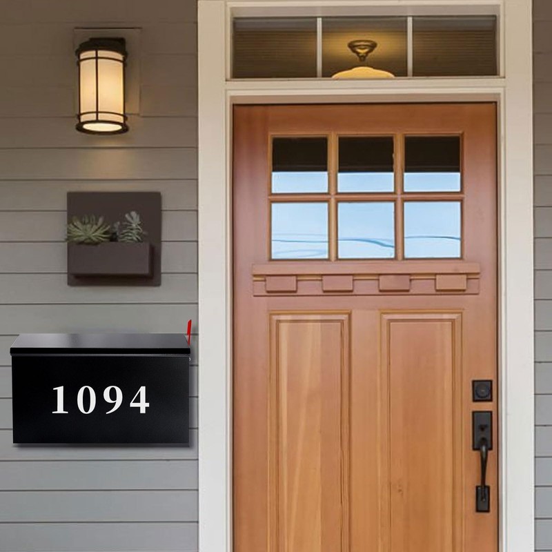 Wall-Mount Mailbox with Flag Metal Mail Box for Outside Large