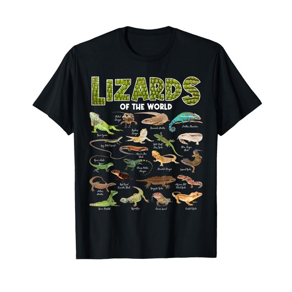 Lizards of the World Reptile Educational Herpetology Animal T-Shirt