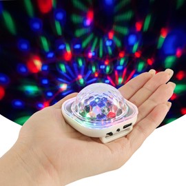 Lancoon Disco Ball Light, Pack of 2 Portable Mini Portable LED Lamp Night Strobe Watch Bracelet USB Charging Voice Controlled with Suction Cup for Child Party Car Dancing DJ Club (White)