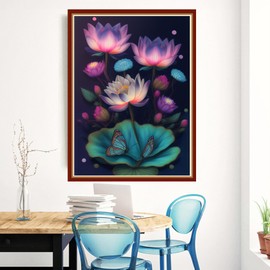 Redxing Stamped Cross Stitch Kits Embroidery kit for Beginners Adults Full Range of Embroidery Patterns Starter Kits DIY Printed Cross Stitch Kits Needlepoint Kits 11CT-Lotus Butterfly 15.7x19.7 inch