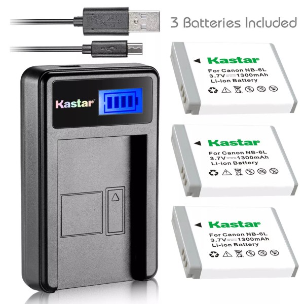 Kastar NB-6L Battery & LCD Charger for Canon PowerShot SX260
