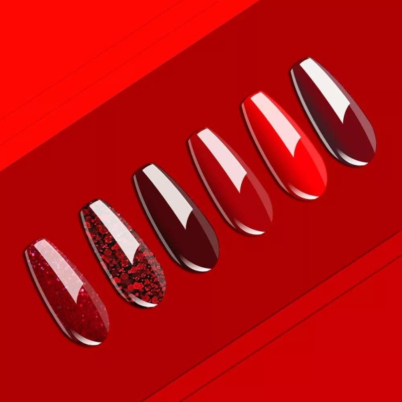 Vishine Burgandy - Juego De Esmaltes De Gel Con Purpurina