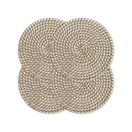 Chardin Home Braided 8 Inch Trivets Ivory and Jute-Set of 4, Rustic Boho, Absorbent, Heat Resistant Pot Holder for hot Pans, Dishes, Suitable for Table top, Sustainable Jute Ropes & Recycled Cotton
