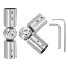 PATIKIL Window Corner Curtain Rod Connector, 2 Pcs Adjustable Curtain Rod Corner Connector Hinged Elbow Connector with Screwdriver for 3/4 Inch Bay Window Curtain Rod, Silver