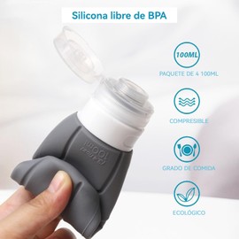 Botella Cosmética De Viaje, Tsa Aprobó 3oz Tamaño De Viaje Contenedor, Libre De Bpa, a Prueba De Fugas Recargable Líquido De Silicona Squeezable Accesorio De Viaje (Paquete de 12)