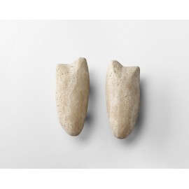 Emily&Sarah Italian Roman Ivory Travertine Door Handle Pair – Through Bolt Floating Matte Finish Pull, Easy to Install | Customizable Styles & Logo Engraving, (Sword Style White Hole)