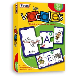Totte Rompecabezas de Vocales para Niños de 3 a 6 Años  Juego Educativo Montessori para Aprender Vocales, Lenguaje y Lectoescritura  Piezas Grandes...
