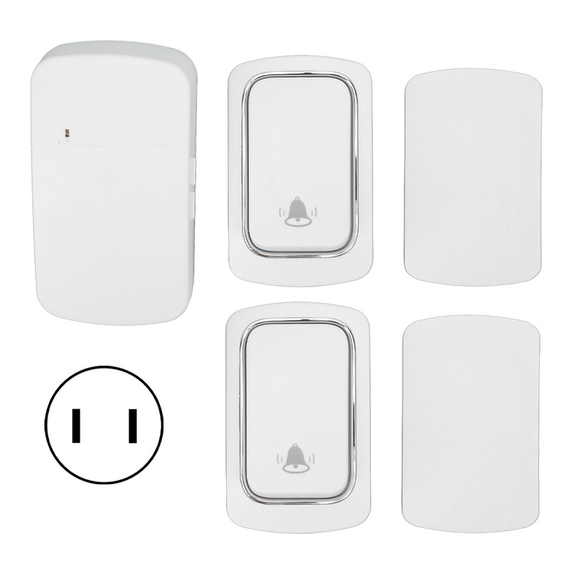 Self Powered Doorbell Set 2 Transmitter Long Range 38 Ringtones