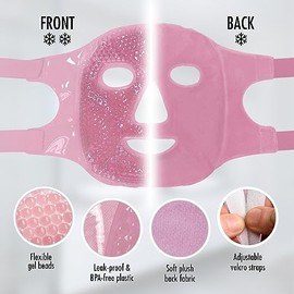 Perfect Remedy- Compresa de hielo facial, mascarilla facial reutilizable de frío y calor, compresa de gel para ayudar con los ojos hinchados y aliviar la inflamación, mascarilla facial refrescante tip