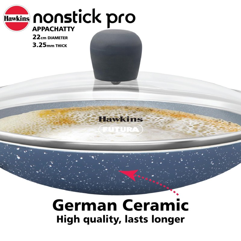Hawkins Nonstick Pro 0.9 Litre Appachatty, Mini Kadhai, Appachatti, Appachetty,