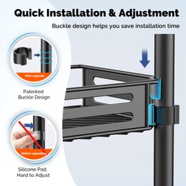 HAMITOR Corner Shower Caddy Tension Pole: Quick Installation 4-Tier Rustproof Bathroom Organizer Shelves for Bathtub Shampoo Storage - 47-121 inch Adjustable Floor Standing Bath Rack Holder - Black