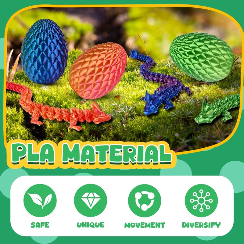 3D Printed Dragon Egg with Dragon Inside，Easter Basket Essentials Stuffers