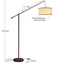 Brightech Hudson 2 - Contemporary Arc Floor Lamp Hangs Over The Couch from Behind - Large, Standing Pendant Light - Mid Century Modern Living Room Lamp - W. LED Bulb - Oil Rubbed Bronze