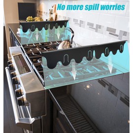 2 Pack Stainless Steel Stove Gap Covers,Stove Gap Filler, Stove Gap Guards, Range Trim Kit, Heat Resistant with Easy Clean, Adjustable Length 13.8” to 27.5”, Width 0.8" (Black)