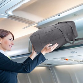 Foldable Travel Duffel Bag Airlines Travelling Underseat Cabin Bag 45x36x20 Holdall Bag Hand Luggage Weekend Bag with Trolley Sleeve for Women Men, Grey