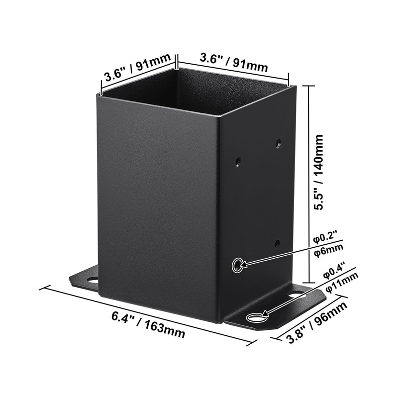 Happybuy 4x4 Post Base, 2 Pcs, Inner Size 3.6"x3.6", Heavy