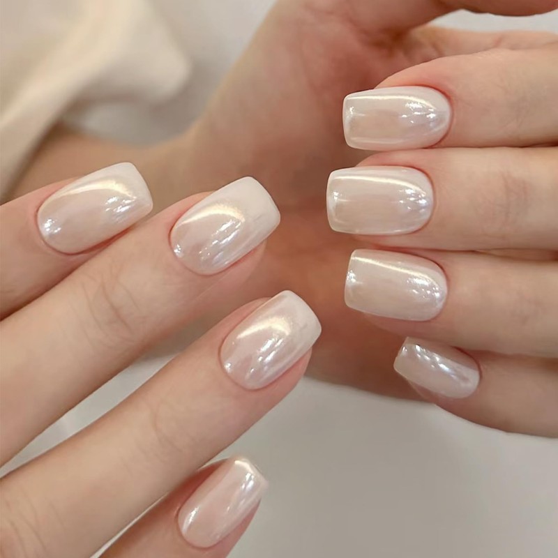 Polvo de uñas cromado blanco Aurora – Brillo espejo para