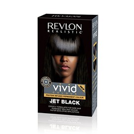 Revlon - Tinte permanente para cabello con proteína de color vivo realista con tecnología de bloqueo de color, 110 ml, Negro azabache, 110ml, Single