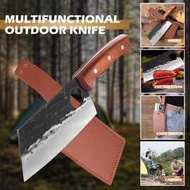 ACEKNIFE 7.5" Serbian Meat Cleaver, Hand Forged Chopper, Full Tang with Sheath for Kitchen,Camping&BBQ,Gift Idea for Men and Women